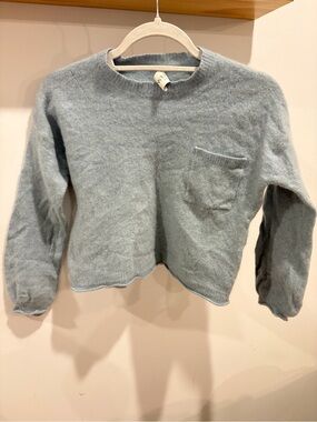 WRAP London 100% Cashmere Heathered Slate Gray Sweater — 10